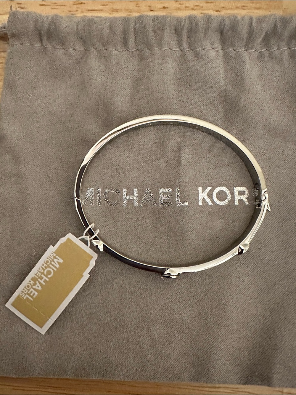 Michael Kors Polished Silver Tone Brass Bangle Bracelet